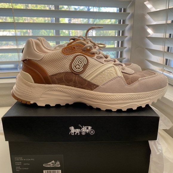 Coach Mens C143 sneakers size 9 white and beige NIB - Picture 7 of 7